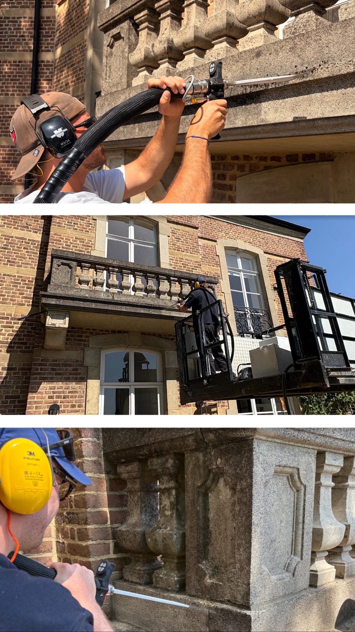 Nettoyage cryogénique du patrimoine, intervention Icetec sur façade classée